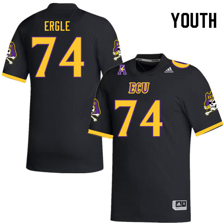 Youth #74 Hampton Ergle ECU Pirates 2023 College Football Jerseys Stitched-Black - Click Image to Close